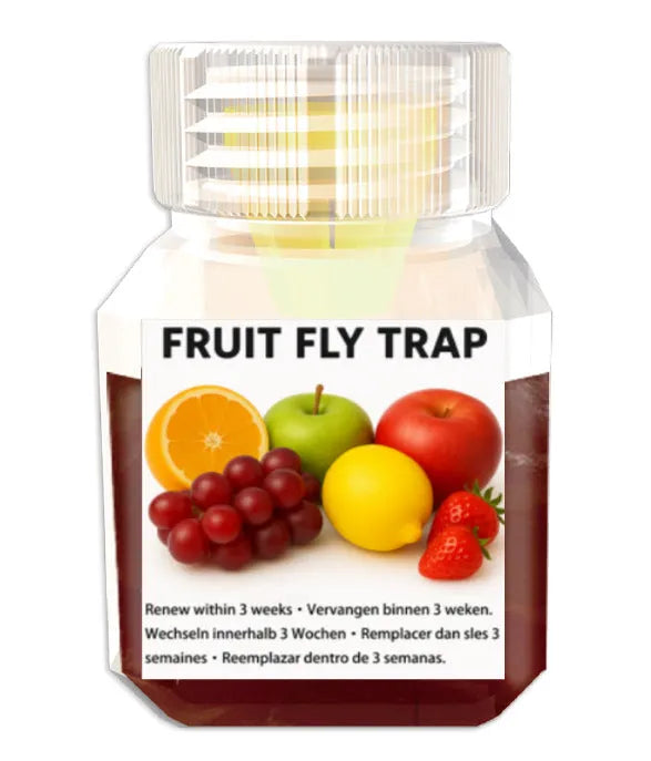 Fruit fly bait liquid bottle with specification options including with and without funnel accessories