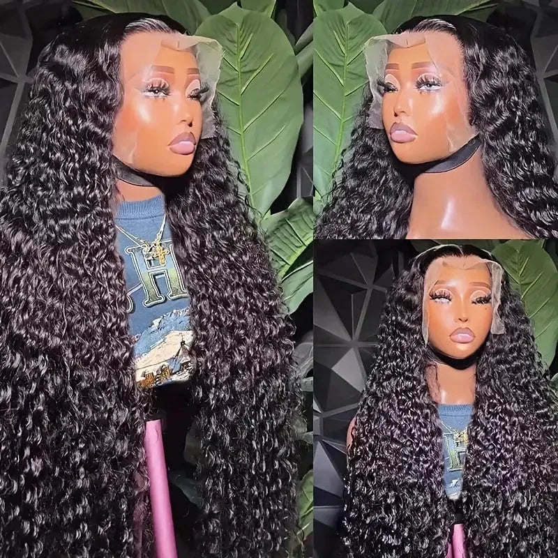 Women's fashion lace wig with small roll wound tube afro style and long curly hair in black