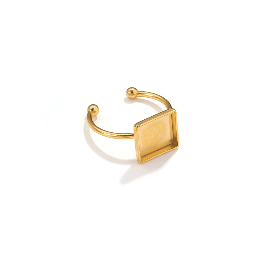 Gold stainless steel ring setting with totem pattern in multiple shapes for DIY jewellery