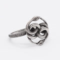 Titanium steel alloy double snake ring in retro European American style with steel colour finish