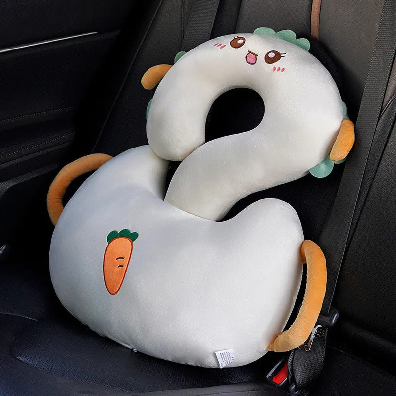 Cartoon animal cushion pillow with question mark design and hugging arms, 65cm square size