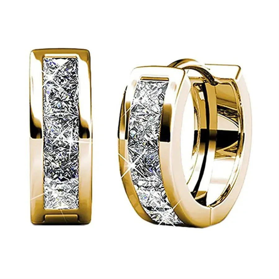 Geometric quadrilateral copper earrings in gold and silver finishes for women's office fashion