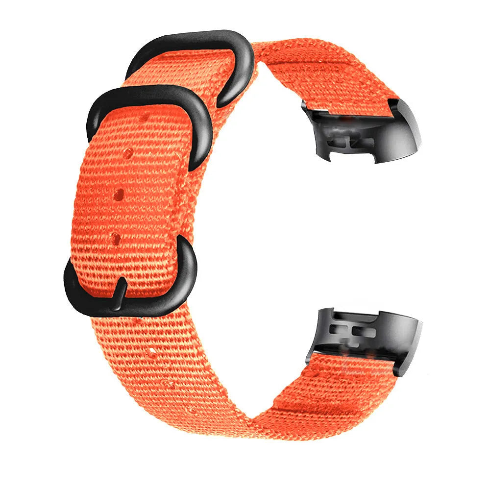 Army Green nylon three-ring buckle replacement strap for Fitbit Charge fitness trackers