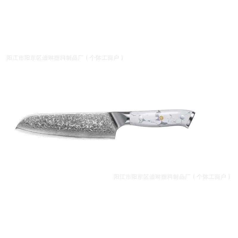 Damascus pattern VG10 steel chef's knife with 21cm blade and 11cm handle, total length 32cm