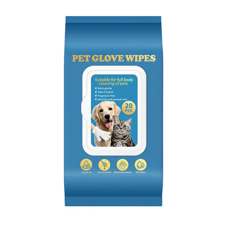 Disposable gloves for pet cat and dog care during bathing and cleaning tasks