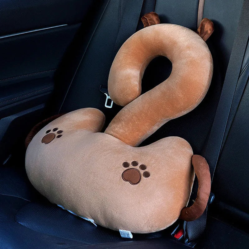 Cartoon animal cushion pillow with question mark design and hugging arms, 65cm square size