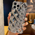 Luxury diamond bracelet iPhone case with decorative chain and flash diamond lock design