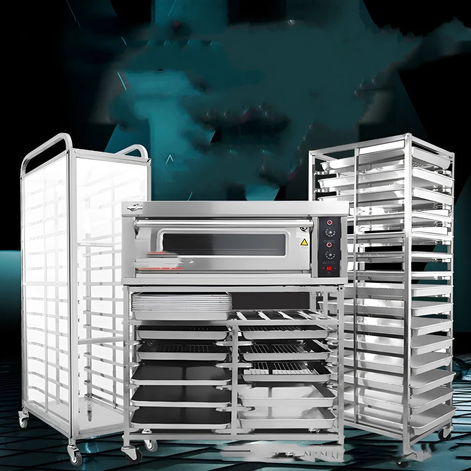 Stainless steel commercial baking tray rack with six layers and a locking mechanism