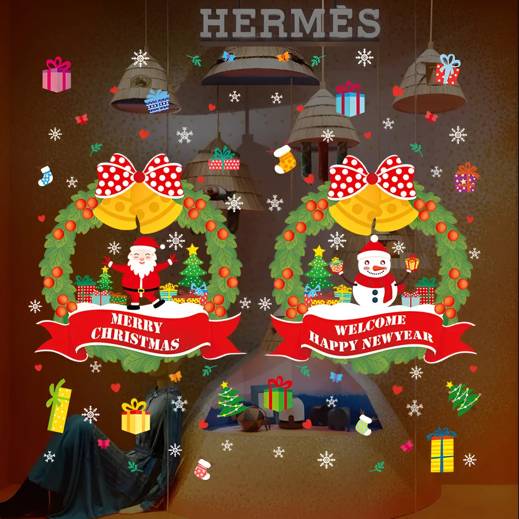 Large colourful cartoon Christmas static wall sticker for windows