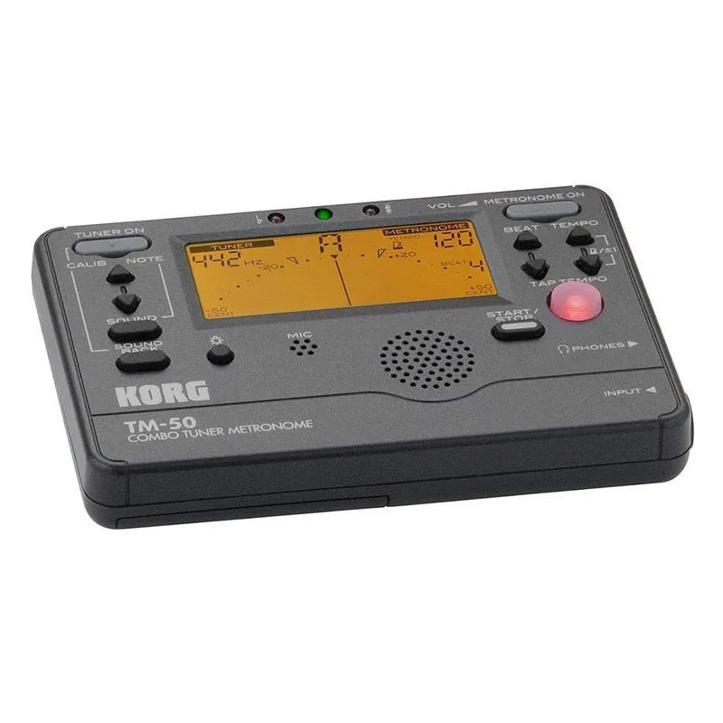 TM-60 black and white digital metronome with plastic shell and power cord for tempo control