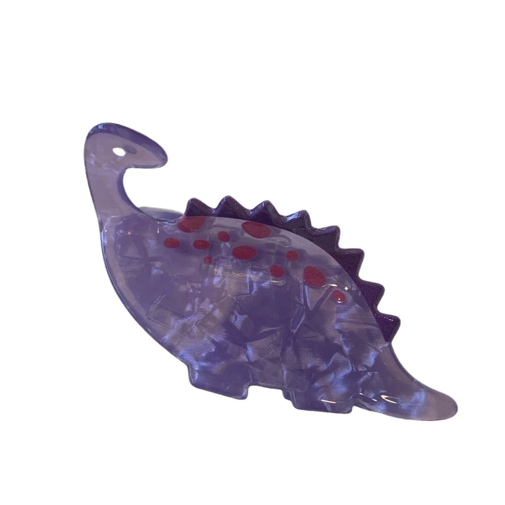 Dinosaur-themed acrylic jaw hair clip showing detailed dinosaur design and secure grip mechanism