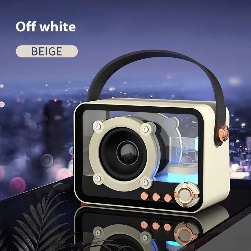 Mini glass Bluetooth speaker in Lucky Cat design, black or white, with Type-C charging cable