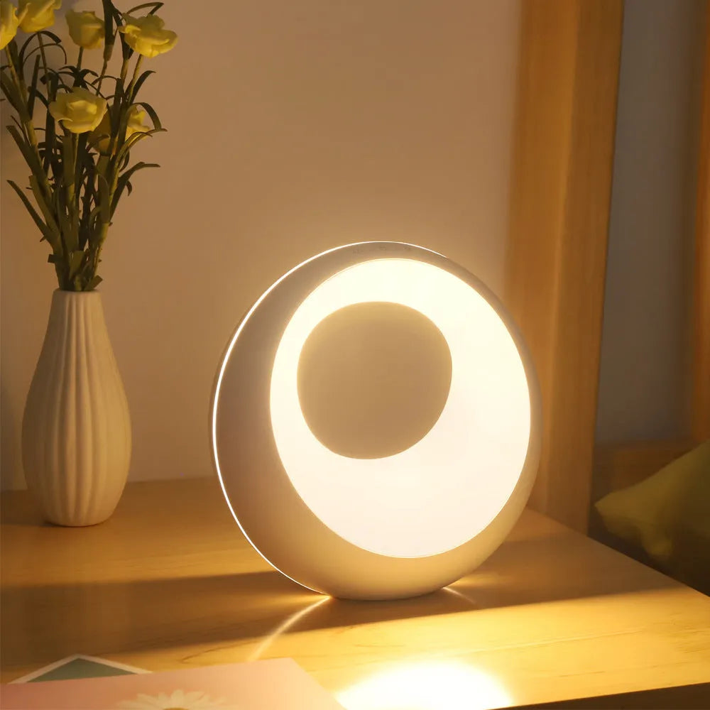 Creative Touch small RGB colour changing night lamp with remote control on a desk