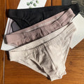 Men's solid colour cotton triangle underwear briefs showing mid waist design and available colour options