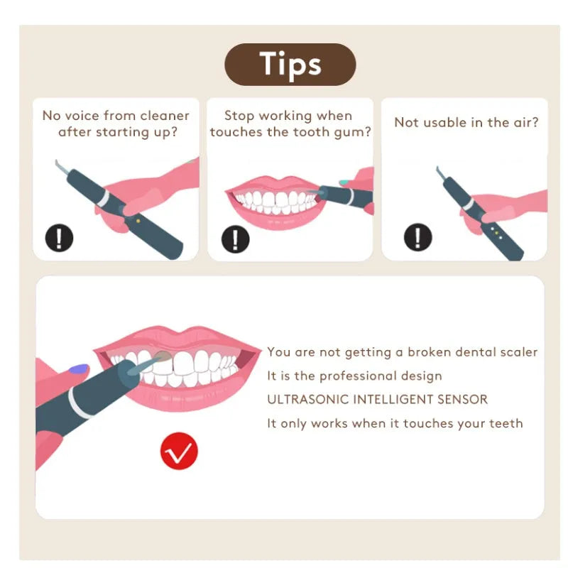 Gold ultrasonic dental cleaning device for removing tartar and teeth stains at home