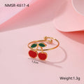 Cherry-shaped stainless steel jewellery set with necklace, bracelet, earrings, and ring 18K gold-plated