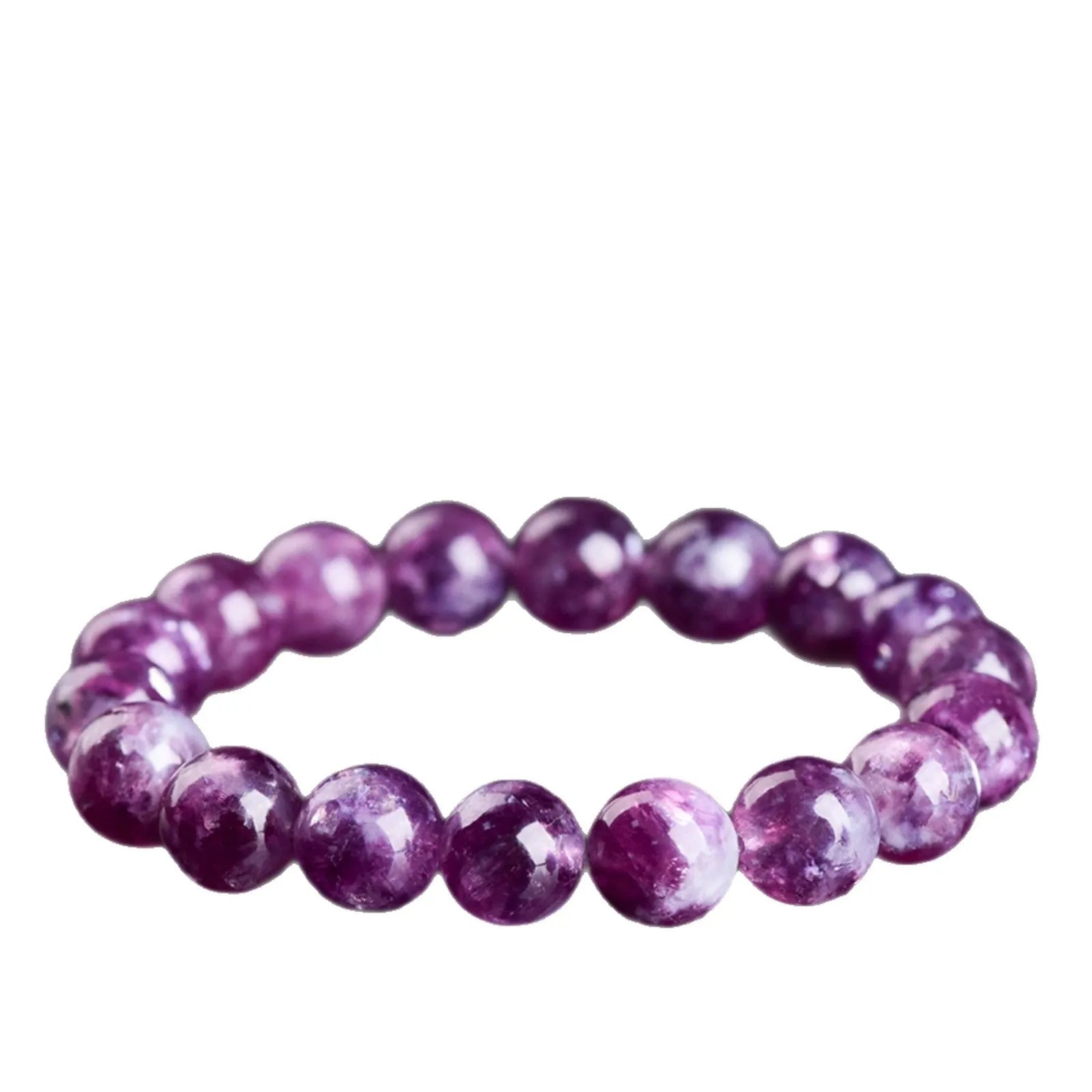 Grandmother Crystal bracelet with geometric purple beads in a Korean style unisex design.