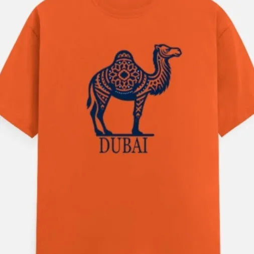 Orange cotton summer t-shirt with loose fit and short sleeves for men and women