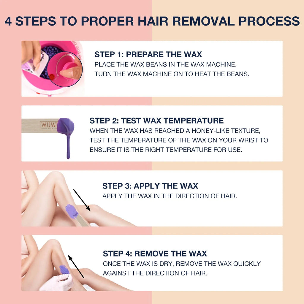 27-piece hair removal wax kit with wax heater machine and four coloured hypoallergenic wax beads