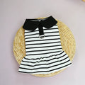 Striped cotton dog t-shirt and matching skirt pet outfit set