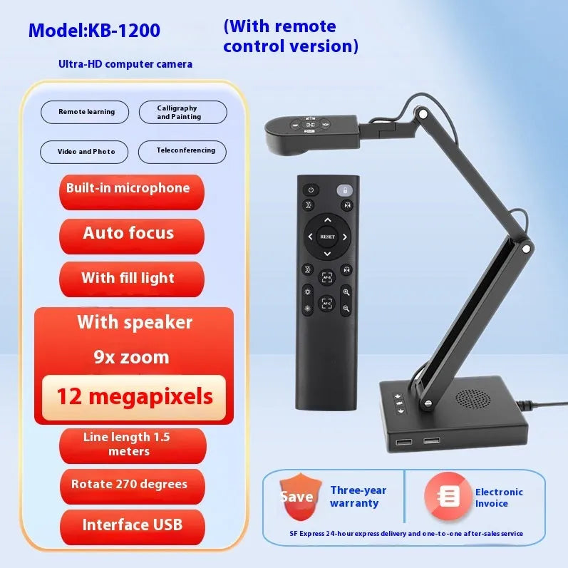 Autofocus USB webcam with microphone for computer video calls and live streaming