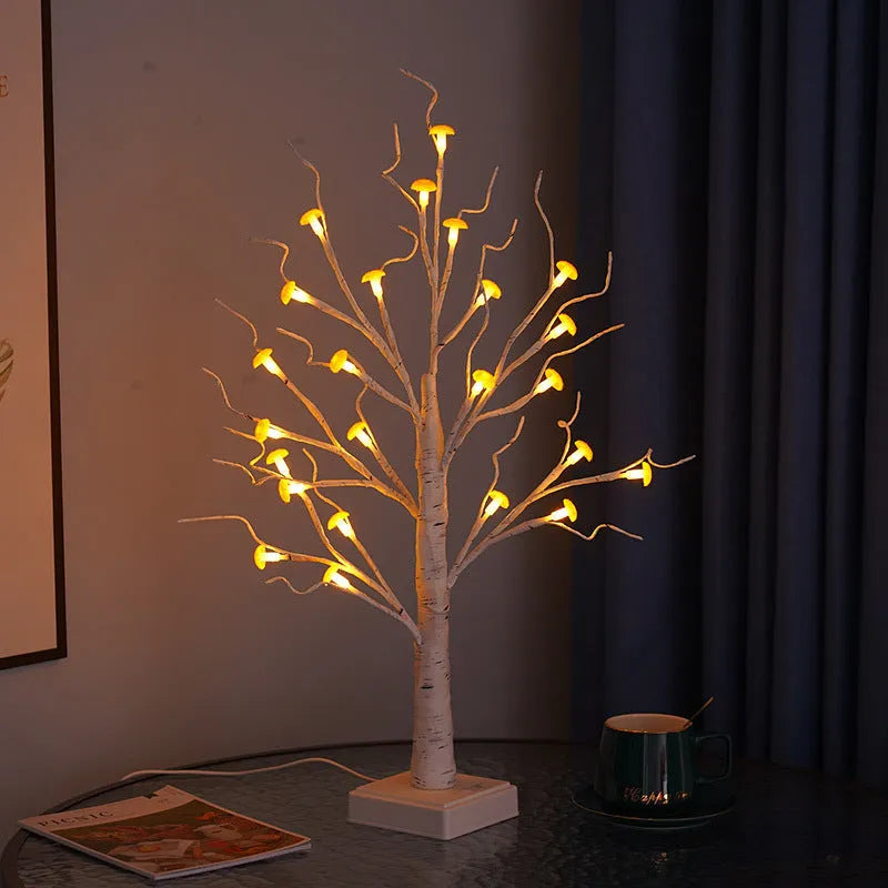 60cm tall mushroom tree LED lamp with 24 detachable flowers and warm light