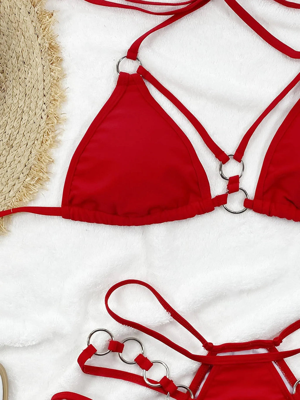 Women's two-piece nylon bikini swimwear set in separated design with shorts-style bottom