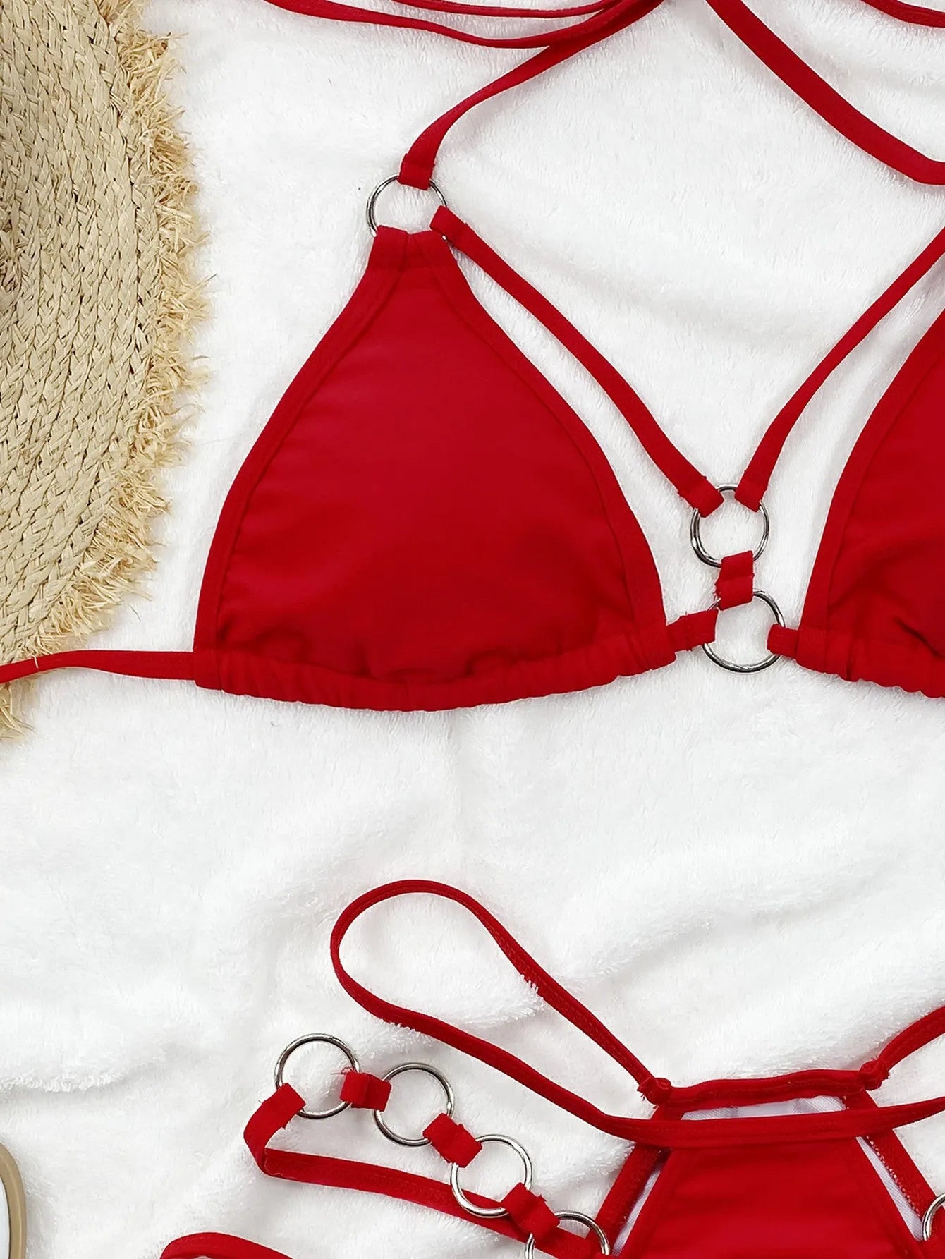 Women's two-piece nylon bikini swimwear set in separated design with shorts-style bottom