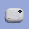 Automatic ultrasonic glasses cleaning machine in pearl white, blue, or pink, showing compact 85mm plastic unit.