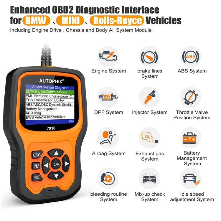 Autophix 7910 handheld automotive diagnostic scanner and OBD2 code reader tool.