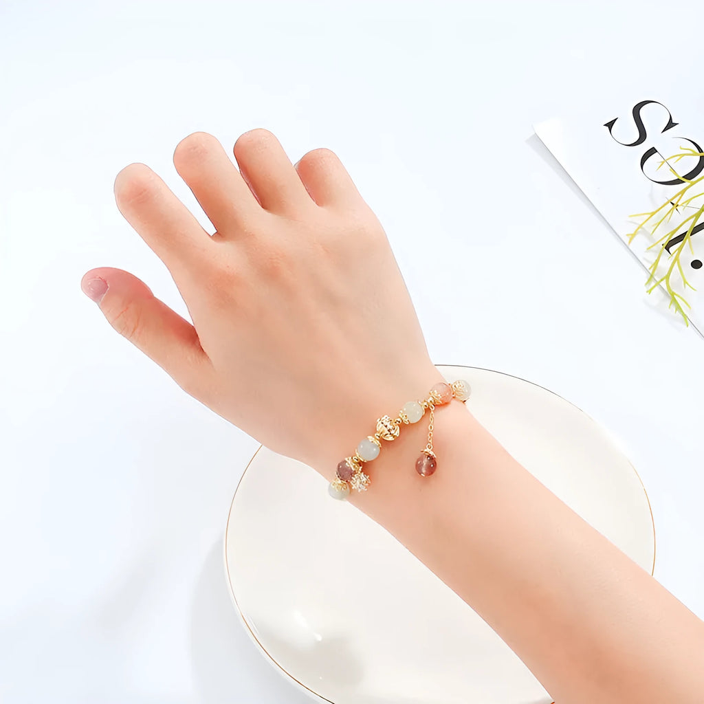 Women's natural hair crystal bracelet with copper tube and fringed zircon in flower shape colour hair crystal