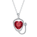 Women's copper necklace with a stethoscope pendant in a red diamond colour.