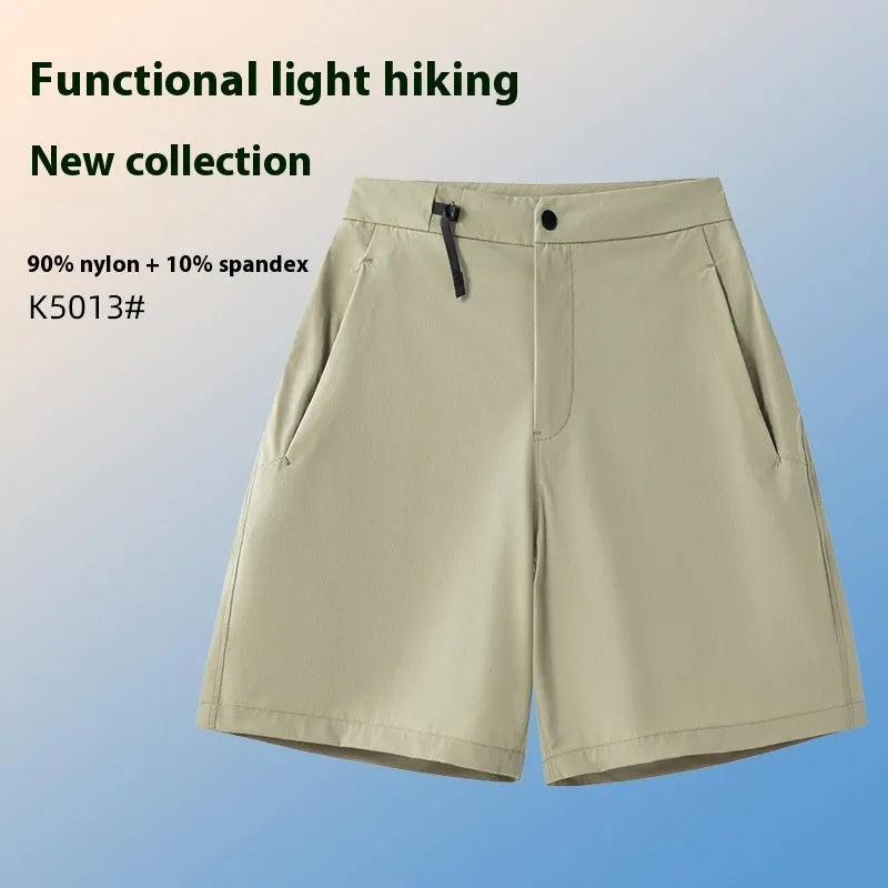 Men's solid colour quick-drying sports shorts with elastic 3D cut for running and climbing