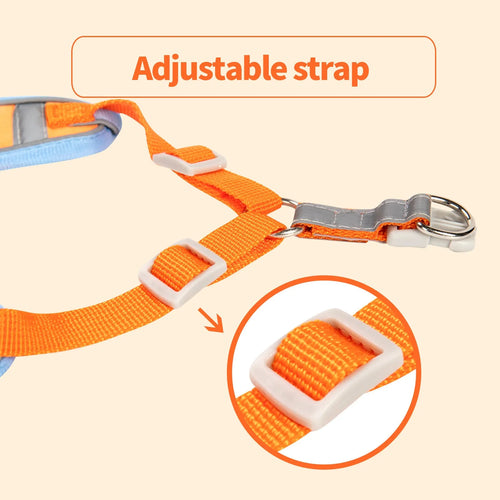 Adjustable haulage rope dog harness in purple showing chest strap and anti-breaking design