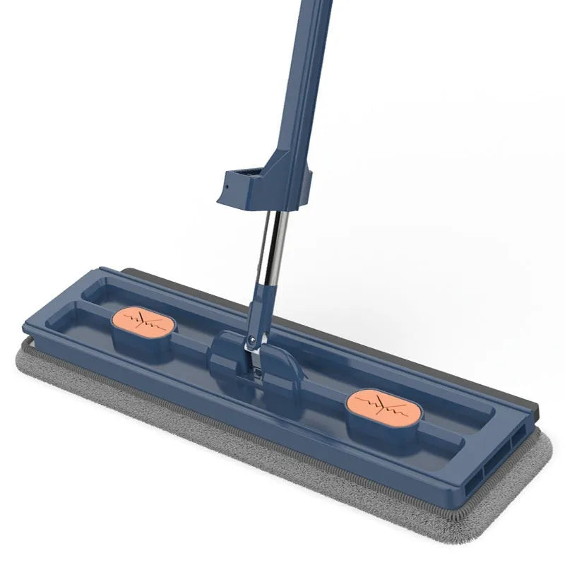 Large flat mop with 360 degree rotating head and stainless steel handle for home floor cleaning