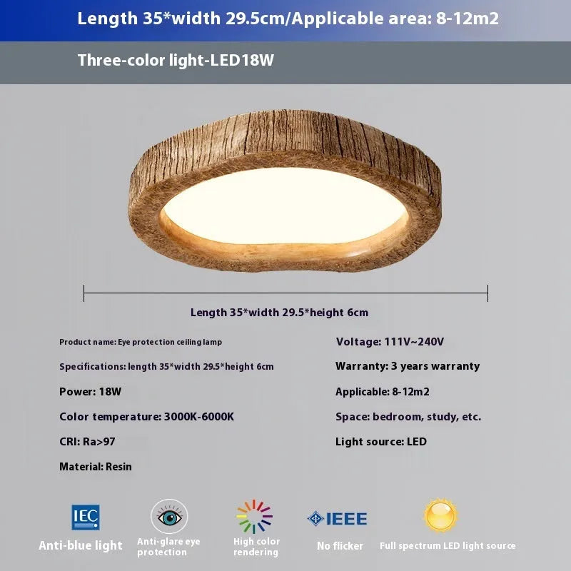 Round wood grain finish ceiling lamp with new Chinese style design