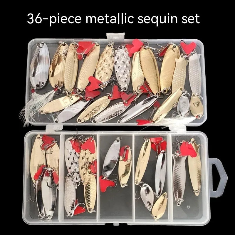 Pineapple sequin fishing lure box with metal sequin packages for iron false bait customisation