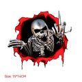Reflective colourful broken shell peeping metal skull car sticker measuring 15x14cm
