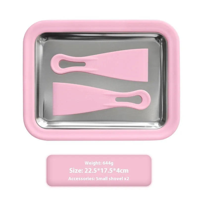 Compact DIY fried yogurt machine in green, pink, rose red, or white with aluminium gasket