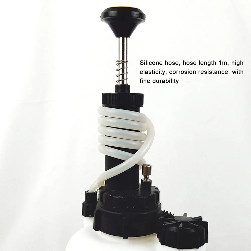 White 3-litre automotive brake fluid replacement tank tool with copper pipe and iron fittings