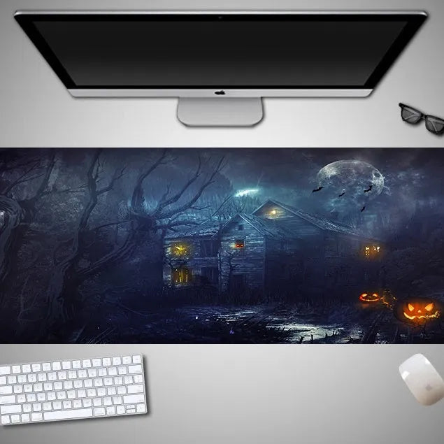 Halloween mouse pad with non-slip rubber cloth material in oversized dimensions for gaming