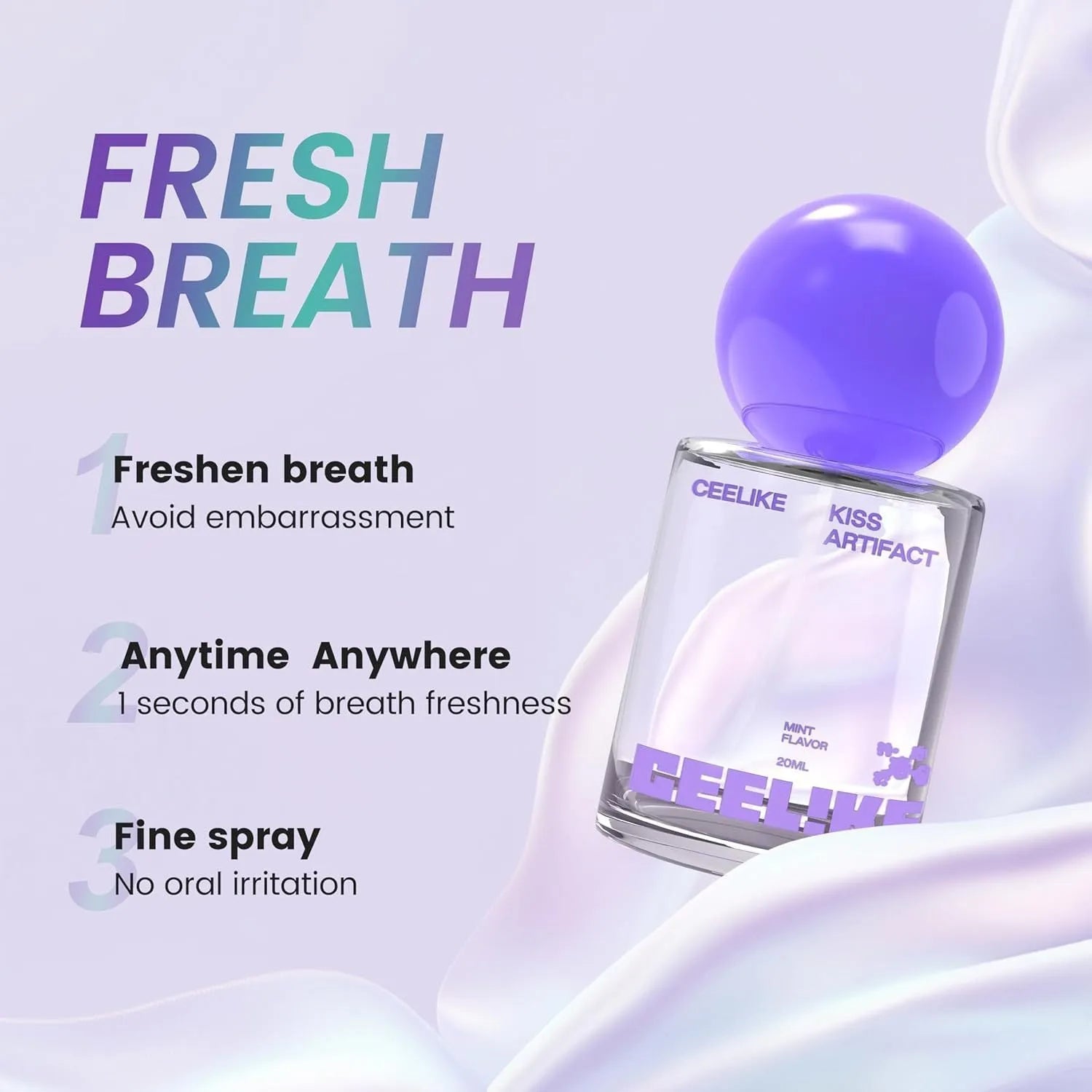 20ml portable oral spray bottle with spray applicator for personal hydration