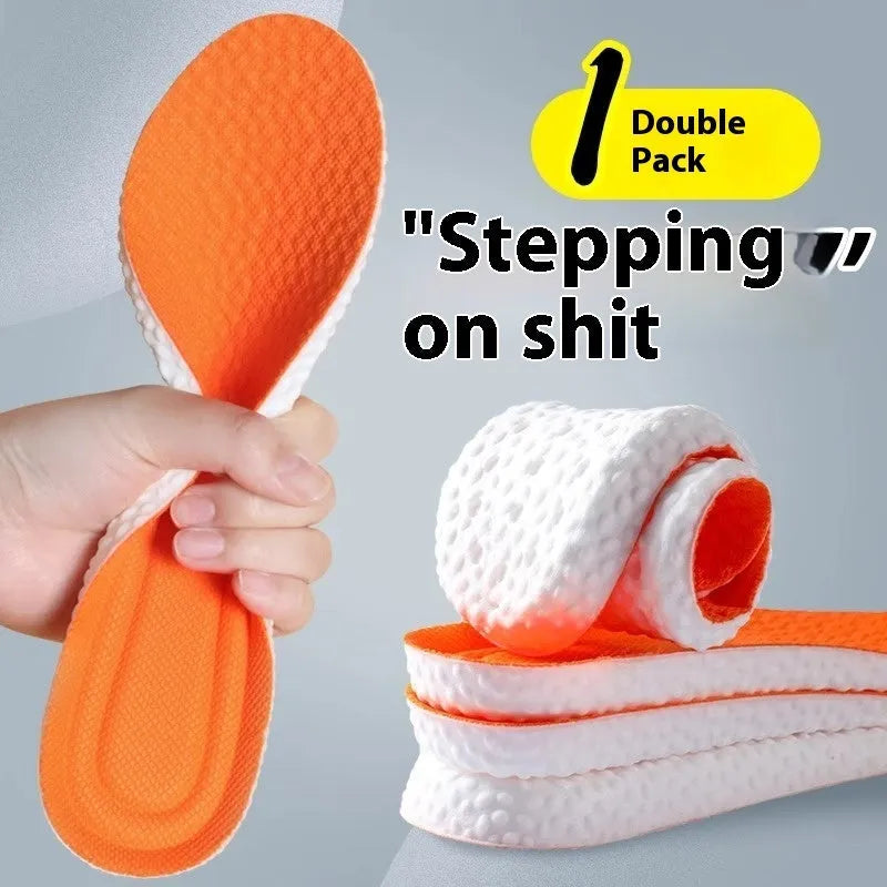 Breathable deodorant sports insoles in PU material showing grey, black and orange colour options