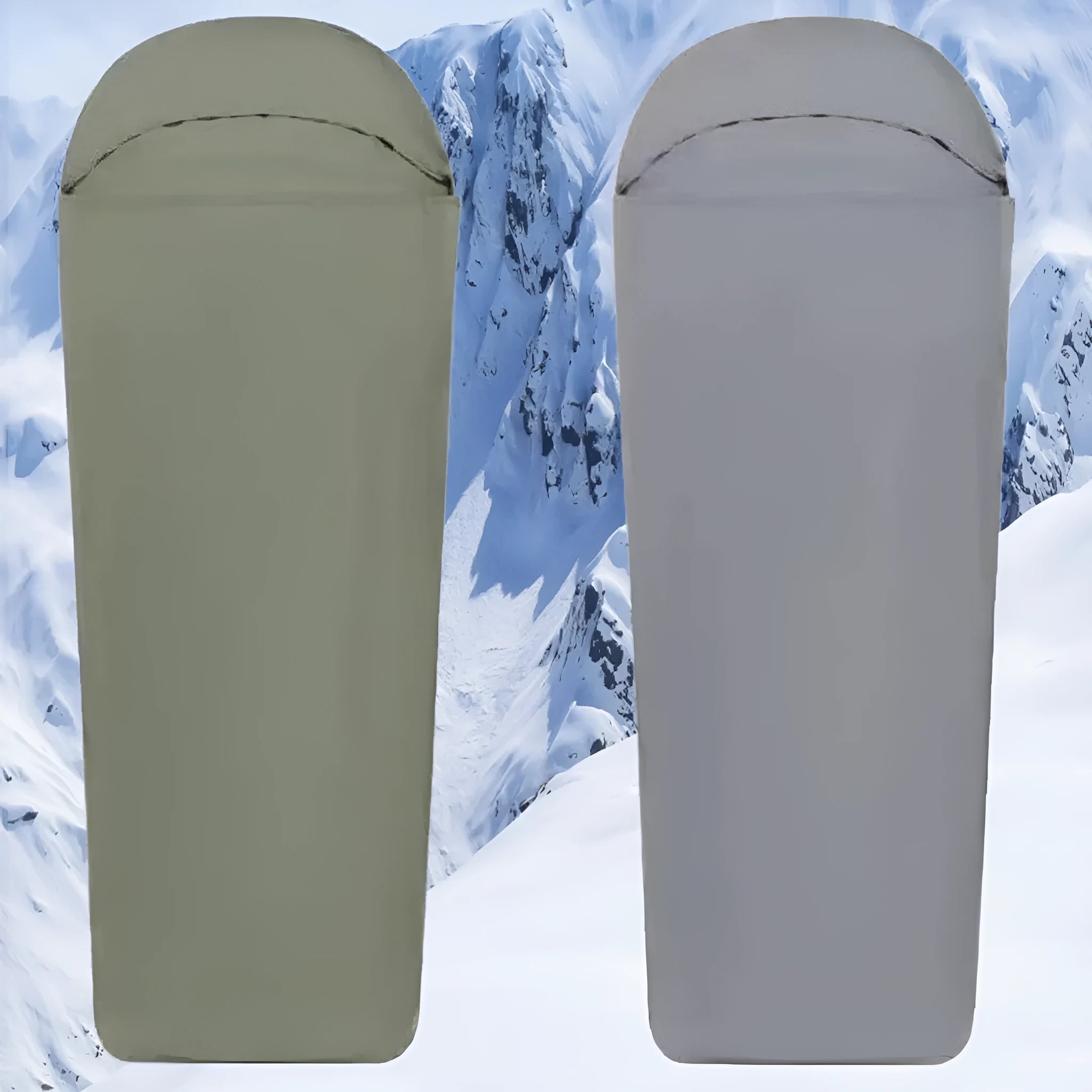 Blue nylon mummy sleeping bag for outdoor camping with dimensions 210x80x60cm
