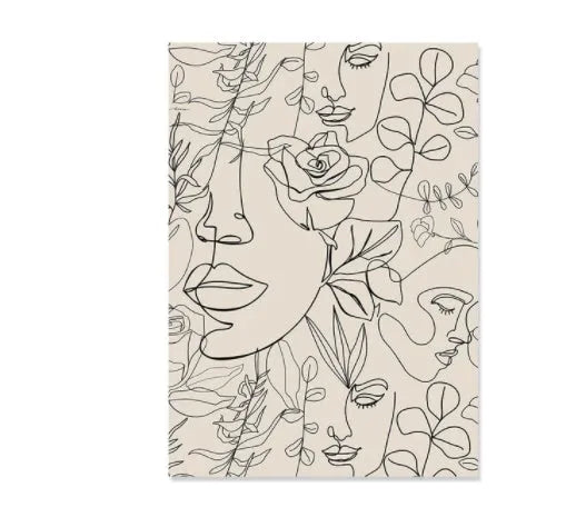 Abstract spray-painted animal design on a frameless canvas wall art piece in boho style.