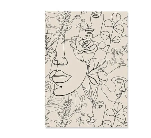 Abstract spray-painted animal design on a frameless canvas wall art piece in boho style.