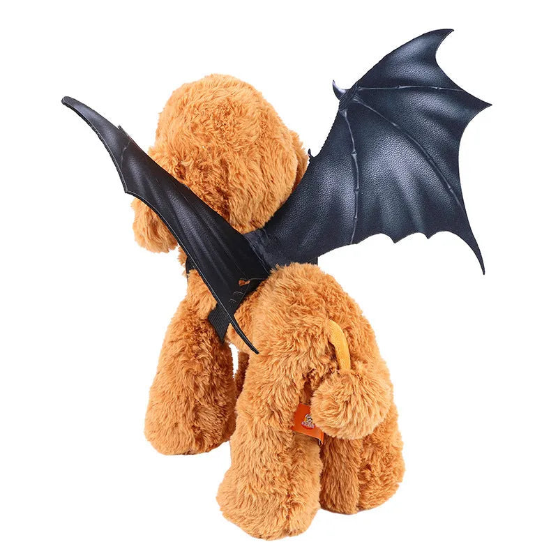Black cloth bat wing Halloween costume for a dog or cat on a white background