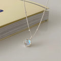 Geometric stone necklace in polished silver with adjustable curb chain