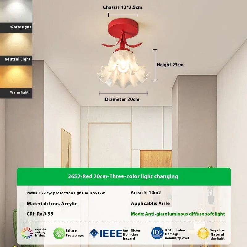 Cream coloured modern LED corridor aisle light with three-colour changing and dimming controls.