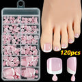 120 piece French white edge short square artificial nail tips in nine nude colours